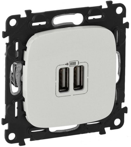 Розетка USB тип A+A без рамки Legrand Valena Allure 2-м. 1500мА жемчуг картинка